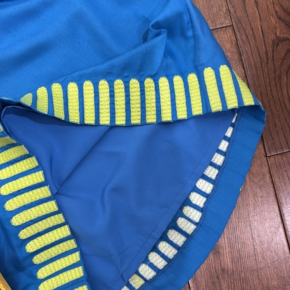 Mara Hoffman mini strapless dress geometric embroidered neon 80s size 2 lined - Picture 9 of 11